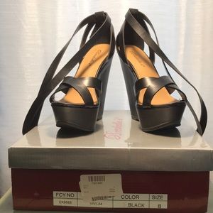 NWB brand new lace up the ankle wedges